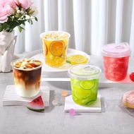 KesaPlan 50 Pack 12oz Clear Plastic Cups with Sip Lids, Disposable Iced Coffee Cup with Strawless Li