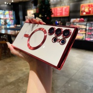 for Samsung S24 Ultra/S23U Magnetic Soft Case Electroplated Clear Full-Coverage Shield for S26/A7