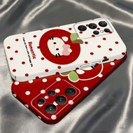 Polka Dot kt Cat Niche Upgraded Frosted Hard Case Suitable for Samsung S24/S23/S25 ULTRA/A54/A55/A34