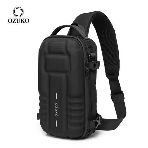OZUKO Chest Bag Hard Shell Men Sports Shoulder Bag Multifunctional Large Capacity Waterproof High Qu