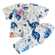 Ready King Azlan Piyama Anak Laki Laki Motif Baby Dino White Mat Katun terbaru