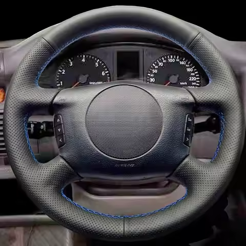 DIY Black Artificial Leather Non-Slip Car Steering Wheel Cover For Audi A6 (C5) A2 (8Z) Avant A8 (D2