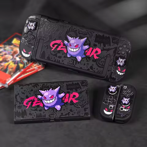 Anime Pokemon Gengar Holder Case For Nitendo Switch 2 Cartoon Removable Handle Holder Protective Cov
