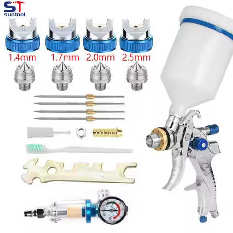 Suntool 1.4/1.7/2.0/2.5mm Nozzle Spay Gun Professional HVLP Gravity Airbrush DIY Spray Kit for Car P