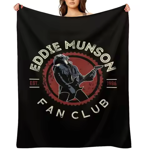 Eddie Munson Guitar Fan Club Throw Blanket Travel Plush Luxury St for winter Blankets