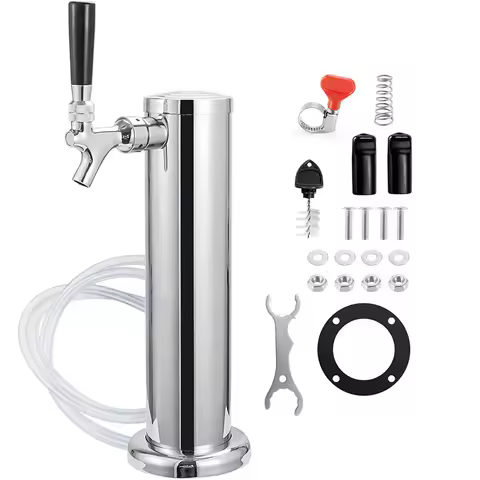 One Tap Chromeplated Beer Tower Single Tap/Faucet Beer Tower Stainless Steel Draft Beer Column Bar A
