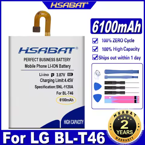 6100mAh HSABAT BL-T46 Battery for LG V60 ThinQ 5G LMV600VM V600VM V600QM5 Batteries