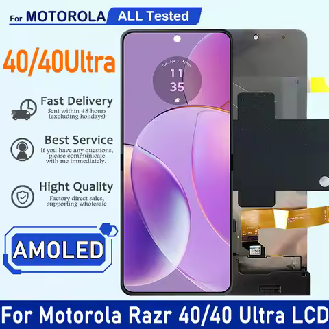 6.9" AMOLED For Motorola Razr40 LCD Razr 40 Display Touch Screen Digitizer Assembly For Moto Razr 40