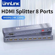 NEW Unnlink 8K 60Hz HDMI Splitter 1 In 8 Out 4K 120Hz Video Splitter 8 Ports 1 Signal Share 8 Screen