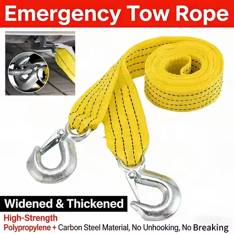 4M/5M Heavy Duty Car Tow Cable 5Ton/8Ton Trailer Rope with Hooks for Van SUV Truck Emergency Road Re