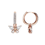 Merii ต่างหูเงินแท้ 925 ชุบโรสโกลด์ ประดับเพชร CZ ดีไซน์รูปผีเสื้อ : ต่างหูเพชรผีเสื้อ มินิมอล Papil