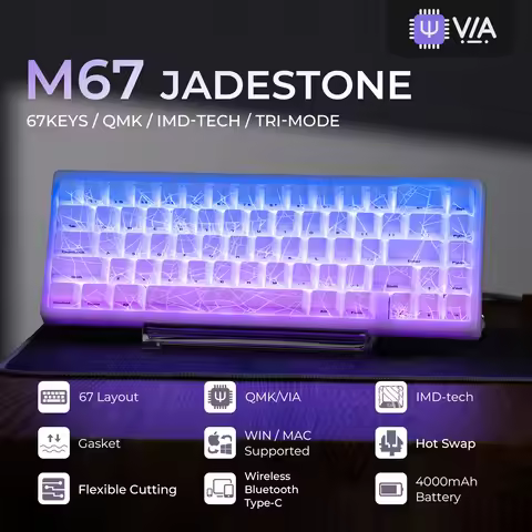XVX Spider Web M67 JadeStone Wireless Mechanical Keyboard Tri-Mode Hot Swappable Gasket Design RGB B