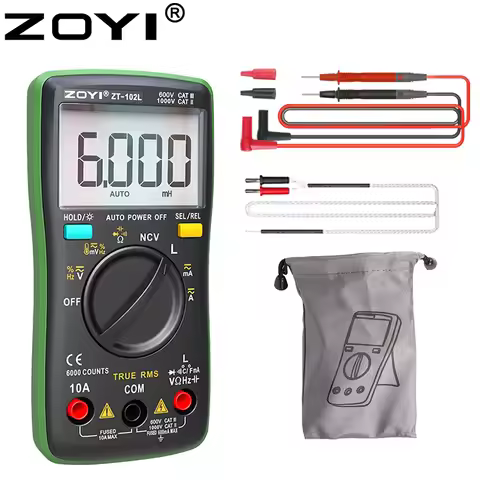 ZOYI Compact High Precision ZT-102L Auto Range Inductance Multimeter with Anti-Burn Feature 60H Univ
