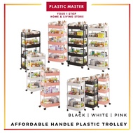 3/4/5 Tier Home Storage Trolley Kitchen Storage Organizer Handle Basket Trolley Rolling Utility Cart Snack