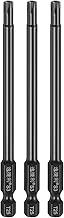 HARFINGTON 3pcs T25 Torx Screwdriver Bit 1/4" Hex Shank 100mm/4" Length S3 Steel Magnetic Tamper Pro