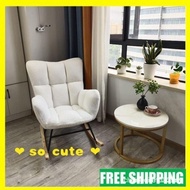 White Rocking Chair Ladies With Foot Technology Cloth Recliner Adult Balcony Household Leisure Lazy 