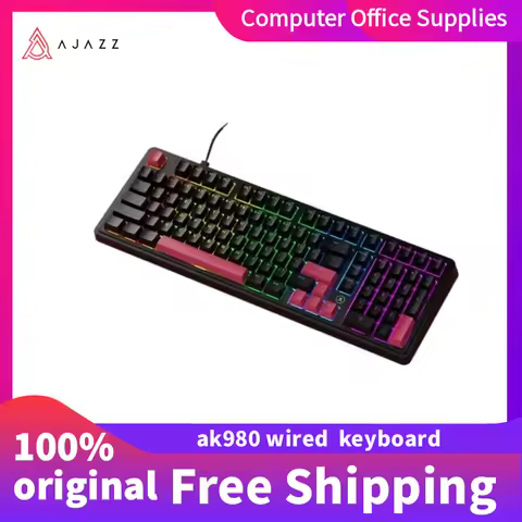 New AJAZZ AK980 Wired Mechanical Keyboard Full-Function Hot-Swap Non-Conflicting RGB Gaming Keyboard