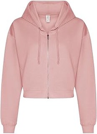 Women's Hooded Full Zip Sweat Jacket Sweatshirt Hoodie with Zip Cropped Crop Top Bolero Style XXS-XL