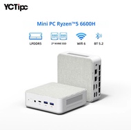 YCTipc Mini PC AMD R5 6600H 6-core 12-ด้ายคอมพิวเตอร์ 16GB DDR5 512GB PCIe 3.0 SSD WiFi 6 BT5.2 Mini