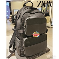 HITAM Zara Backpack Multi-pocket Backpack Men Man Black Bag Fashion Casual Casual Collection Origina