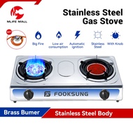 Double Burner Gas Stove / Stainless Steel Infrared Burner 8 Jet Head Nozzle LPG Cooktop Dapur Gas