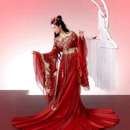 Red Hanfu Robe with Elaborate Embroidery - Traditional Wedding Costume