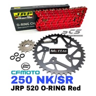 JRP Chain Set CFMoto 250NK 250SR 520 KLO2 ORing CLIP RED Mettal Sprocket 14T-41T Rantai Oring 250 NK