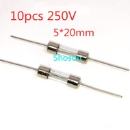 10pcs 5x20mm 250v 1A 2A 3A 4A 5A 6.3A 8A 10A 12A 15A 20A / 250V Lead Induction Glass Fuse Tube 5*20m
