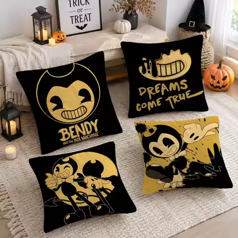 Anime B-Bendy And The Ink Machine Cushion Cover Plush Decorative Pillow Case With Hidden Zipper Cute