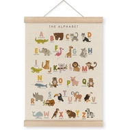 Poster Abjad MAQIKA ABC untuk Taska Berbingkai dengan Gantungan Kayu, Banner Abjad, Poster Abjad unt