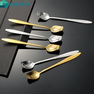 Stainless Steel Rose Shaped Mixing Spoon / Creative Golden Silver Kitchen Accessories / Ice Cream Tea Cocktail Stirring Tableware Tool / Copper Long Handle Spoons Coffee Blender