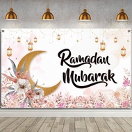 5*3ft Watercolor Lantern Moon Flower Ramadan Mubarak Backdrop for Photography hari raya aidilfitri  Banner Islamic Muslim Ramadan Eid Decorations and Supplies backfround (Polyester Fabric)