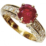 Size 8 Ruby 1.102ct Diamond 0.69ct Ring, K18 Gold, 3.9g, Women's [Used]