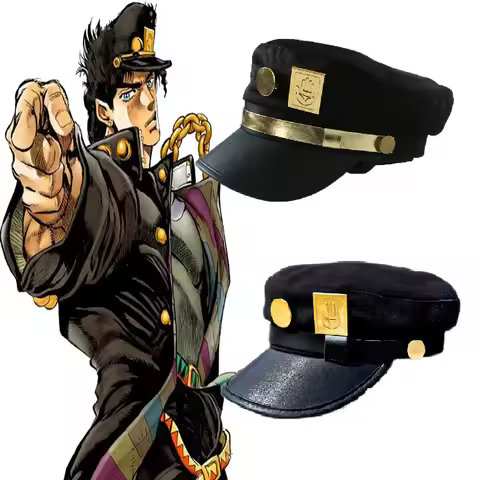 JoJo's Bizarre Adventure Stardust Crusaders Kujo Jotaro Cosplay Cap Unisex Adult Metal Badge Hat Pro