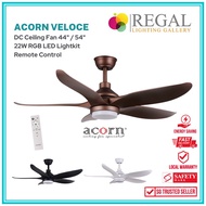 [Free Shipping] Acorn Veloce 44" / 54" Ceiling Fan with 22W Tri Tone LED - Regal Lighting