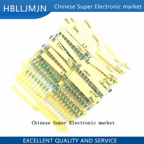 200PCS 20Values 0307 Inductor Assorted Kit 1uH-4.7MH 1/4W Color Ring Inductance 1UH 2.2UH 4.7UH 6.8U