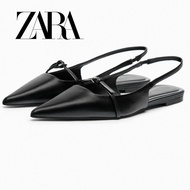 Zara Black Fashion Flat Shoes Pointed Toe Slingback Shoes Fairy Sandals