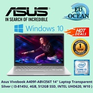 Asus Vivobook A409F-ABV256T 14'' Laptop Transparent Silver ( I3-8145U, 4GB, 512GB SSD, INTEL UHD620, W10 )