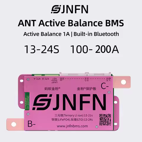 ANT BMS 1A Active Balance Smart BMS 13S 16S 48V 17S 20S 60V 24S 72V Lifepo4 18650 Li-Ion Lto 100A 12