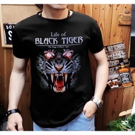 Yc collection - Men's casual t-shirt with black Tiger image