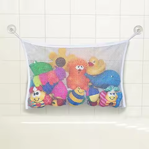 Kids Cartoon Basket Net Baby Bathroom Mesh Bath Bag Children's Games Network Waterproof Cloth Sand T