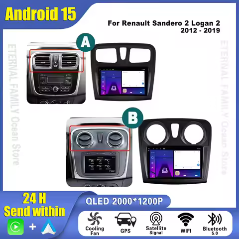 Android 15 Car Radio For Renault Sandero 2 Logan 2012 - 2019 2Din Android Car Stereo DVD GPS Navigat