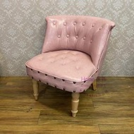 復古淺粉紅色皮革單人椅 鉚釘拉扣主人椅 小沙發靠背椅 休閒椅讀書椅 居家書房個人工作室咖啡廳餐廳[HOME]