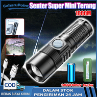 Senter Super Mini Terang,Senter LED Lampu ZOOM Super Terang,Senter Tahan Air Jarak Jauh 1000M Lampu