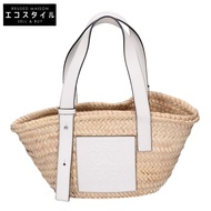 Loewe 小型籃子包，棕櫚葉和牛皮材質，成色極佳（二手）