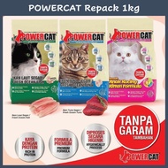 GUN PET PowerCat Repack 1kg Dry Cat Food Fish Tuna Kitten Chicken Power Cat Makanan Kucing ADABI 猫粮
