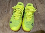 Yonex(yy)二手羽球鞋23.5cm,男鞋，但男女適用，螢光黃綠，9成新，便宜出清