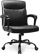NEO CHAIR Ergonomic Office Chair Desk Chair Mid Back Executive PU Leather Adjustable Computer Desk Gaming Chair Comfortable Padded Arm Lumbar Support Rolling Swivel with Wheels (Black)