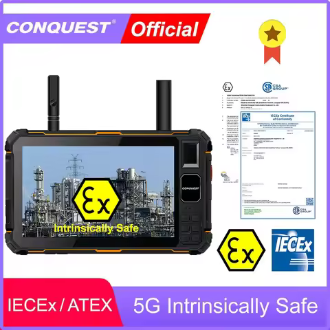 5G Intrinsically Safe Tablet Terminal CONQUEST EX202 Tablet Zone 2/22 ATEX/ IECEx Android12 Rugged T