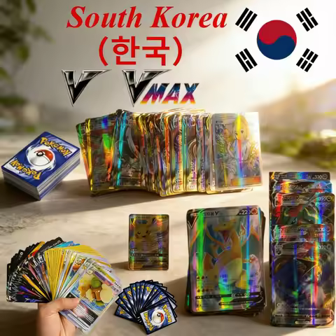 60/100PCS Pokemon V VMAX Cards Korean Version Holographic Rare Flash Cards Set for Pokemon Trading C